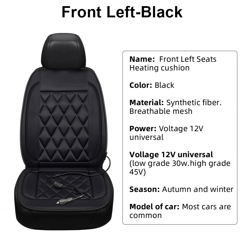 12V Universal Car Heated Seats Cushion Fast Heating Car Seat Covers Warm Winter Car Accessories Heating Pads Available Black&Red