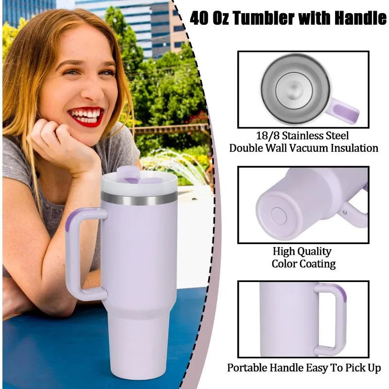 15 Pack 40 Oz Tumbler With Handle And Straw Bulk, 40 Oz Tumbler Stainless Steel Vacuum Insulation Keep Hot And Cold, 40 Oz