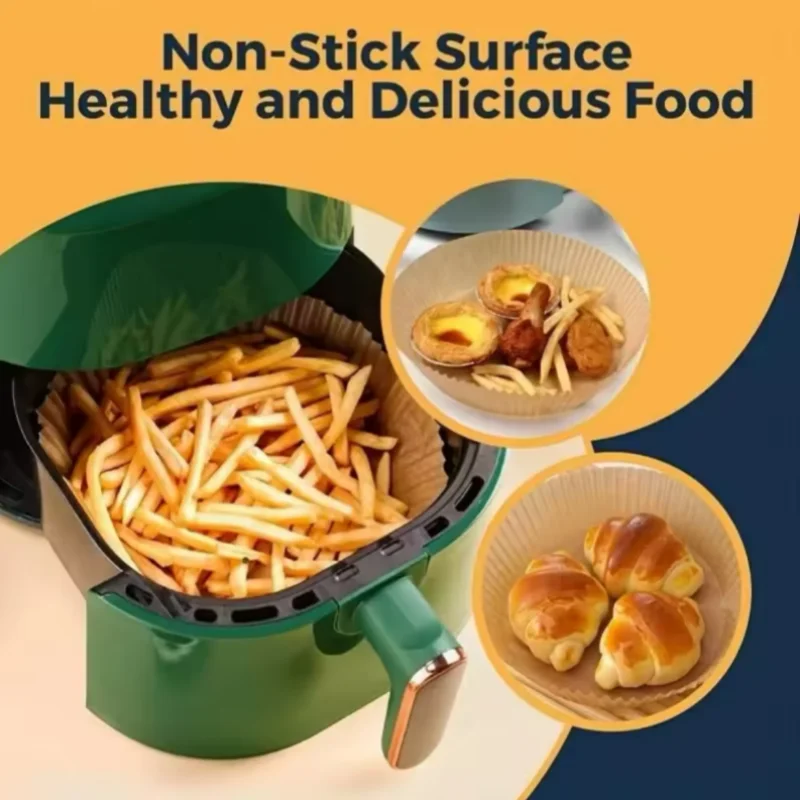 50Pcs Disposable Air Fryer Paper Oil Absorbing And Anti Oil Paper Tray Non Stick Baking Pad Large Toughness Square
