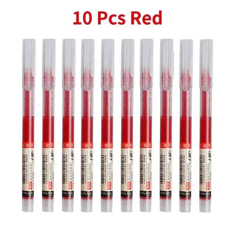 10-Pack of High-Capacity Direct Liquid Rollerball Pens, Suitable for Office Work and Study, Gel Ink Pens