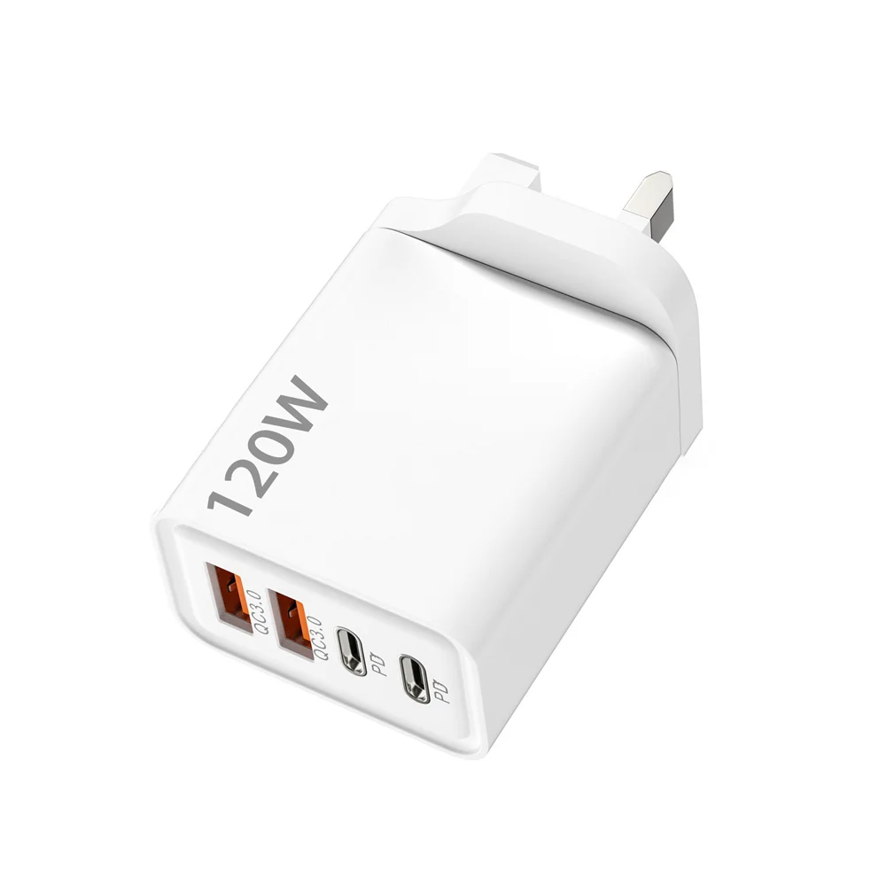Total 120W 4-Port USB  Type C Fast  Wall Adapter for  Quick Charge Mobile Phone