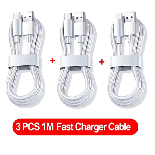 3PCS 6A 100W Type C Super Fast Charging Cable Data Cord For Huawei OPPO vivo iQoo Quick Charing USB C Cables