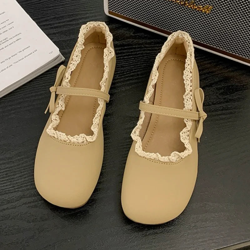 women's Spring summer new retro gentle temperament paired with skirt thick heel shallow mouth comfortable single shoes