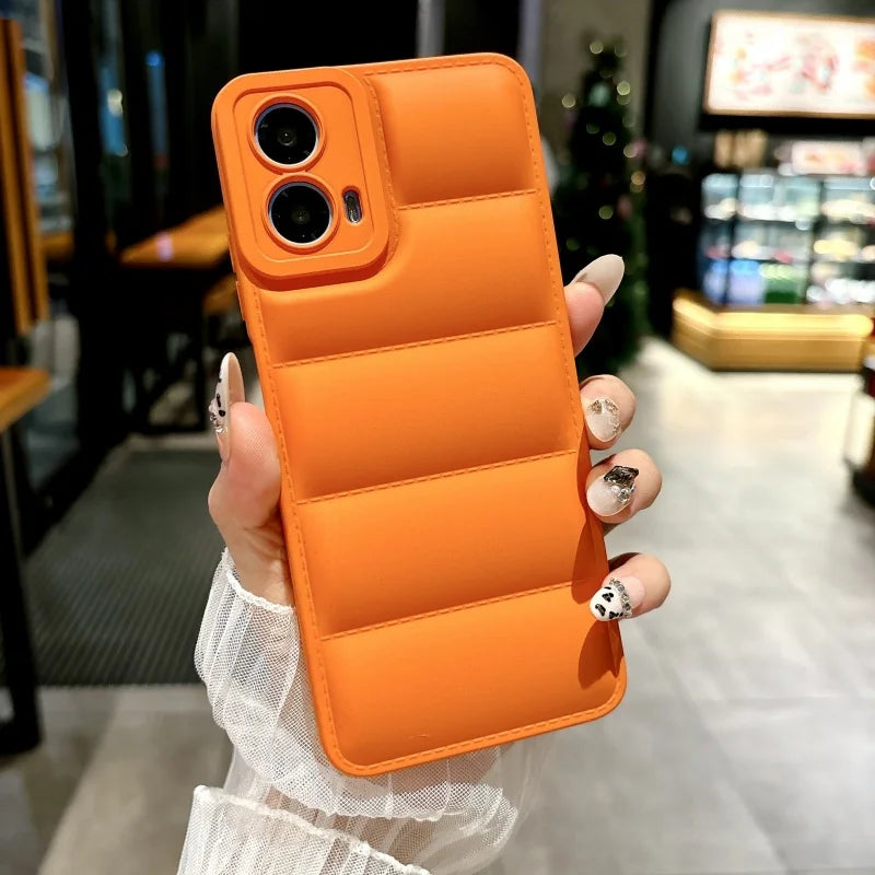 Down Jacket Solid Color Case For For Motorola Moto G 5G 2024 G13 G23 G53 G73 G84 G54 Power Edge 30 40 Neo E30 E40 X40 Pro Cover