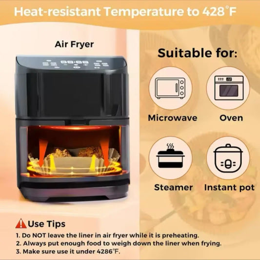 50Pcs Disposable Air Fryer Paper Oil Absorbing And Anti Oil Paper Tray Non Stick Baking Pad Large Toughness Square