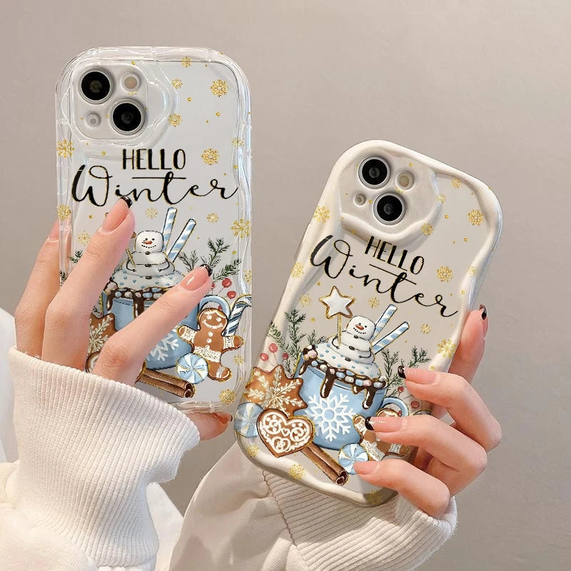 Winter Snowflake Hot Drink Phone Case For Xiaomi 13 Lite 5G 14T Pro 15 14 13 12 12T 11 Shockproof Soft Silicone Protective Cover