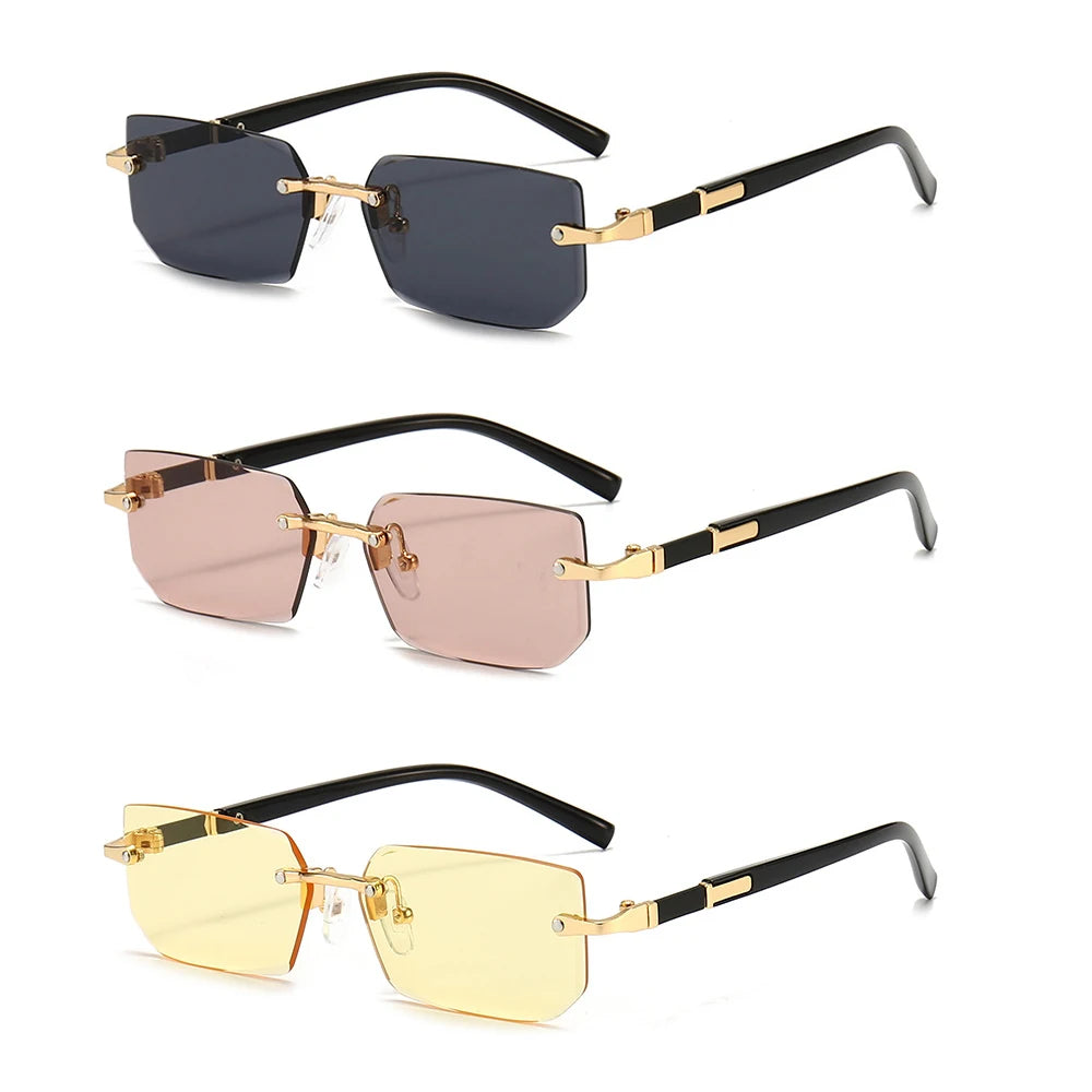 Fashion Rimless Sunglasses Men Women Populare Frameless Sun Glasses Male Female Classic Small Square Summer Traveling Shades