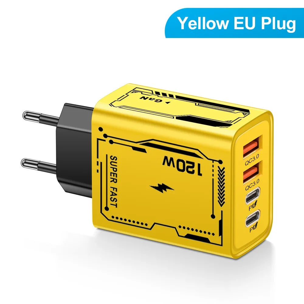 USB PD Charger 120W Type C Fast Charging EU/US Plug Wall Charger For iPhone Samsung Xiaomi Quick Charge 3.0 Mobile Phone Adapter