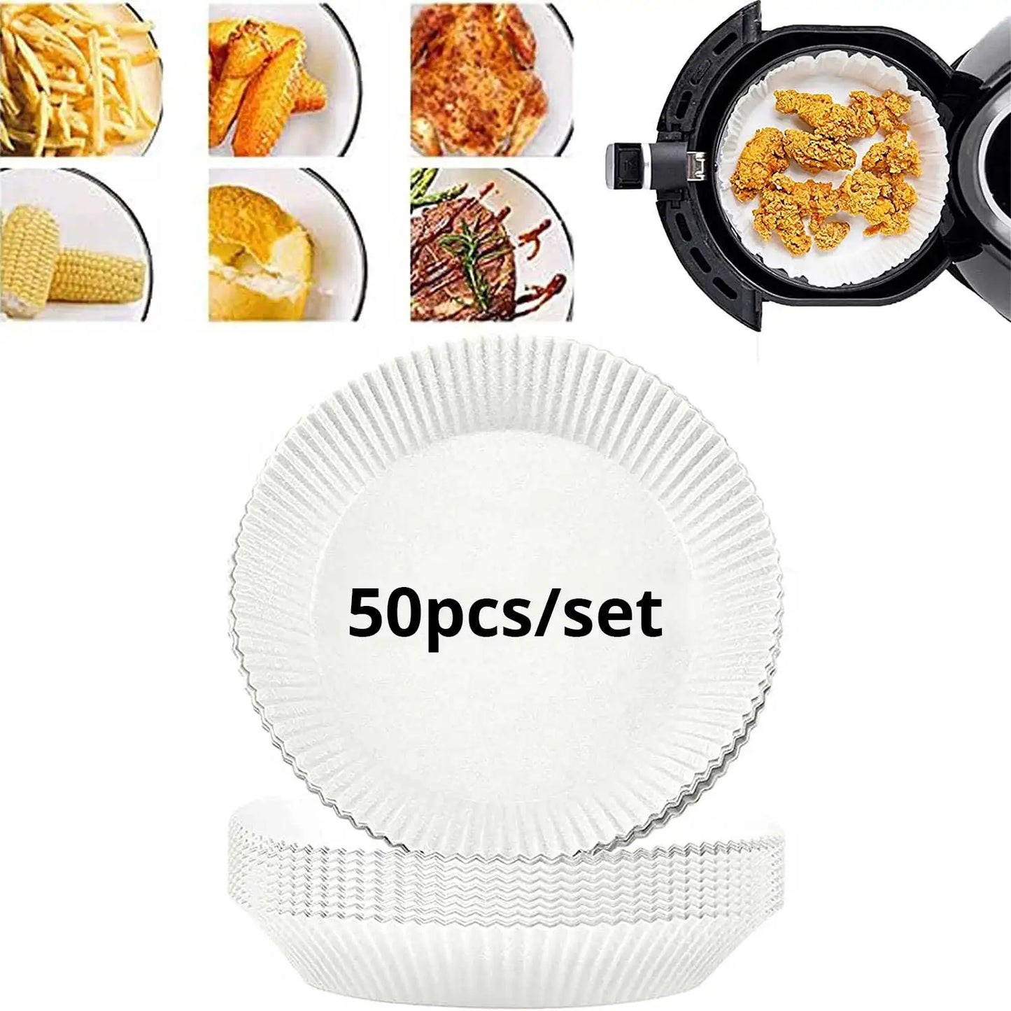 300PCS Air Fryer Disposable Paper Square Round Baking Paper Barbecue Plate NonStick Mat Kitchen Oven Oil Absorbing Paper Tool