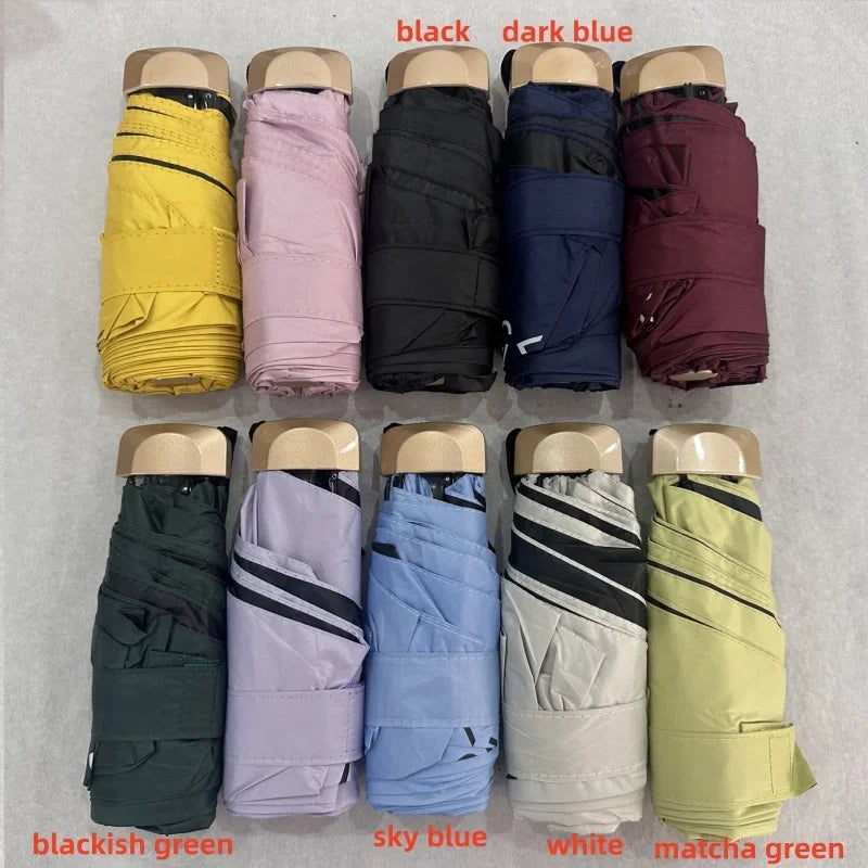 1Pc Mini Sun Umbrella Pocket Rain Umbrella Vinyl Folding UV Ultraviolet Protection Sun Shade Pocket Parasol Capsule