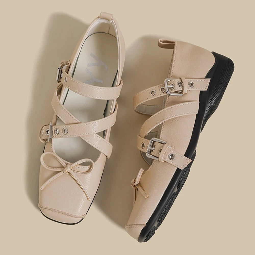 Women's Shoes New Spring Square Toe One-line Buckle Buckle Decoration Shoes Women Outdoor Daily Commute Zapatos De Mujer
