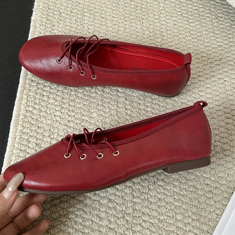 Brand Round Toe Flat Women Shoes Spring Autumn New Retro Casual Single Shoes Comfort Soft Sole Fashion Ballet Flat Shoes Women