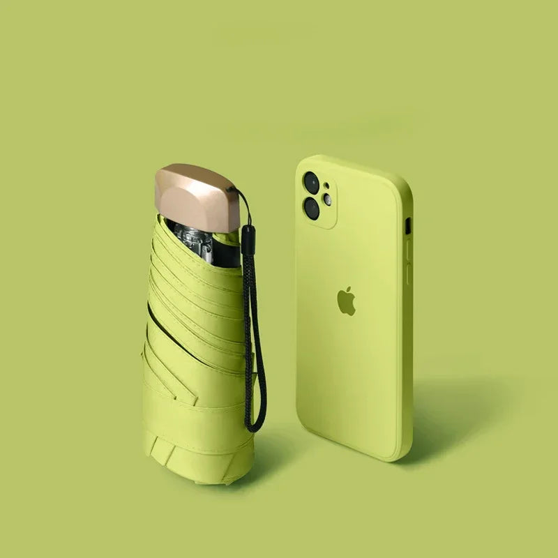 1Pc Mini Sun Umbrella Pocket Rain Umbrella Vinyl Folding UV Ultraviolet Protection Sun Shade Pocket Parasol Capsule