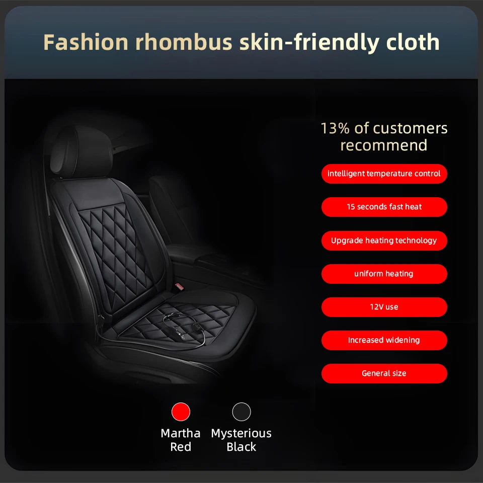 12V Universal Car Heated Seats Cushion Fast Heating Car Seat Covers Warm Winter Car Accessories Heating Pads Available Black＆Red