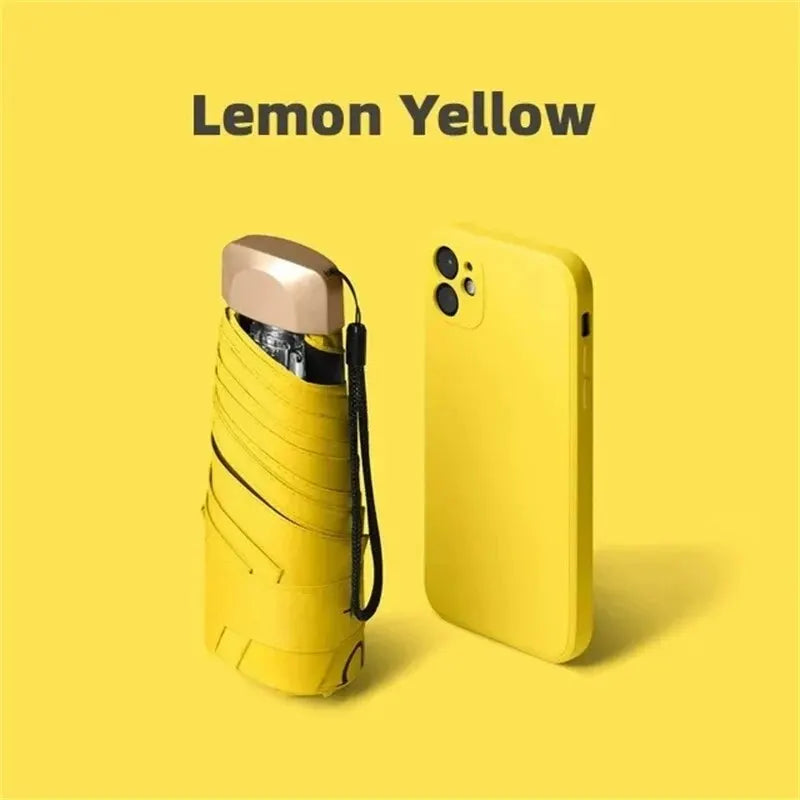 1Pc Mini Sun Umbrella Pocket Rain Umbrella Vinyl Folding UV Ultraviolet Protection Sun Shade Pocket Parasol Capsule