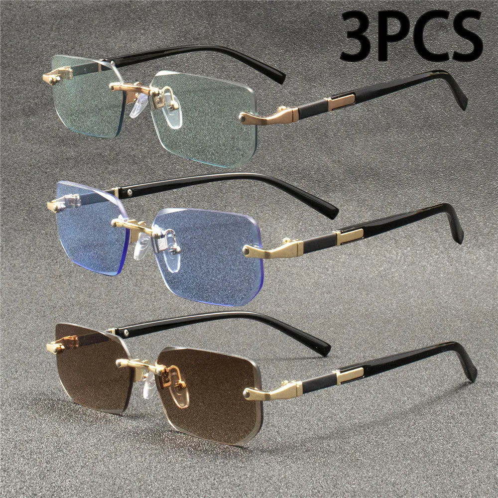 Fashion Rimless Sunglasses Men Women Populare Frameless Sun Glasses Male Female Classic Small Square Summer Traveling Shades