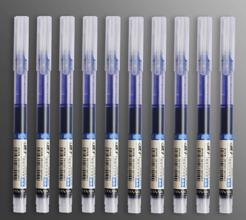 10-Pack of High-Capacity Direct Liquid Rollerball Pens, Suitable for Office Work and Study, Gel Ink Pens