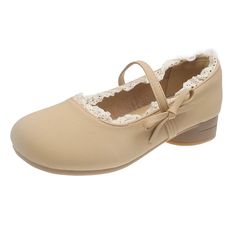 women's Spring summer new retro gentle temperament paired with skirt thick heel shallow mouth comfortable single shoes