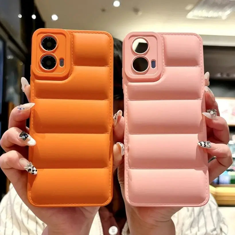 Down Jacket Solid Color Case For For Motorola Moto G 5G 2024 G13 G23 G53 G73 G84 G54 Power Edge 30 40 Neo E30 E40 X40 Pro Cover