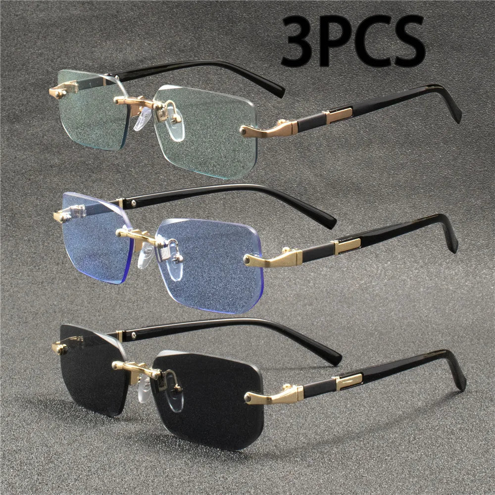 Fashion Rimless Sunglasses Men Women Populare Frameless Sun Glasses Male Female Classic Small Square Summer Traveling Shades