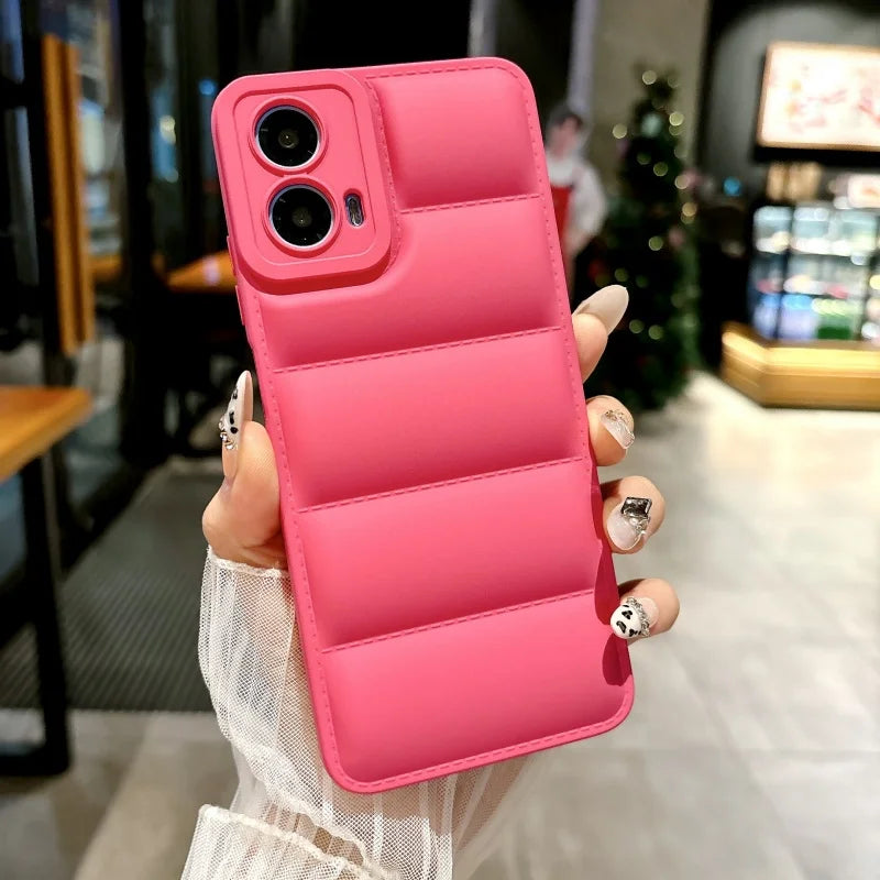 Down Jacket Solid Color Case For For Motorola Moto G 5G 2024 G13 G23 G53 G73 G84 G54 Power Edge 30 40 Neo E30 E40 X40 Pro Cover