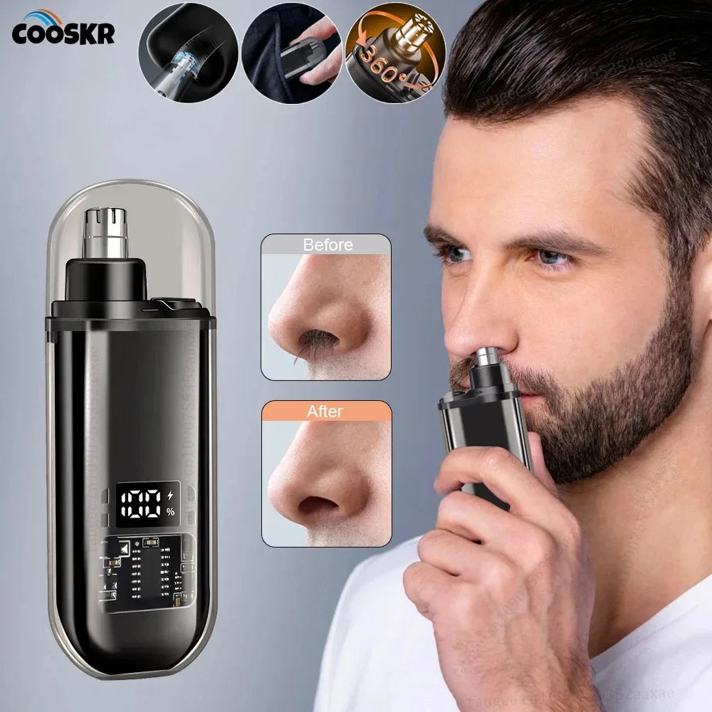 USB Rechargeable Nose Ear Hair Trimmer for Men Waterproof Painless Electric Personal Groomer Portable Hair Cutter