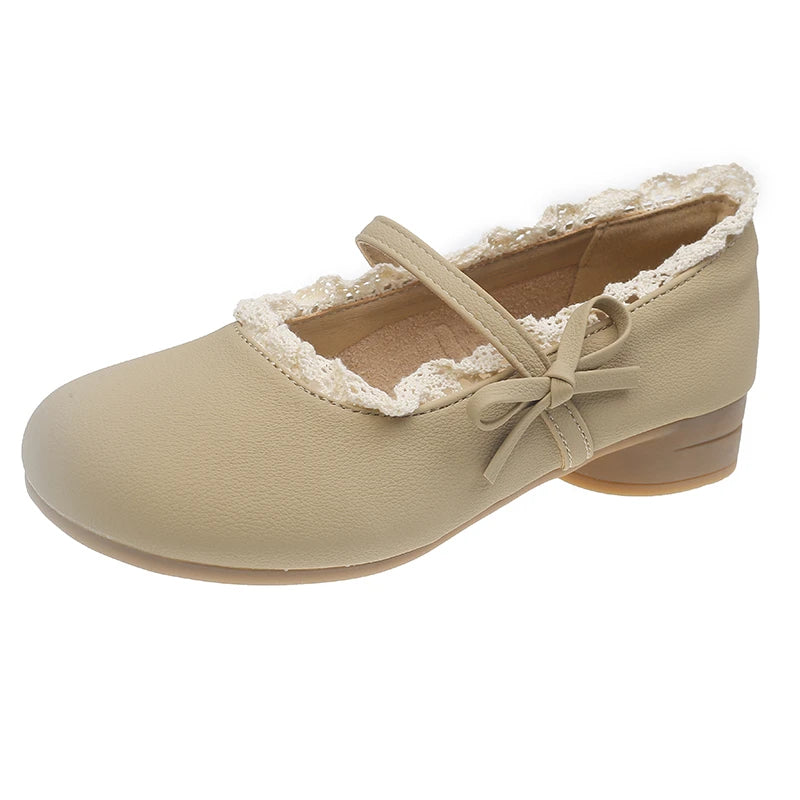 women's Spring summer new retro gentle temperament paired with skirt thick heel shallow mouth comfortable single shoes