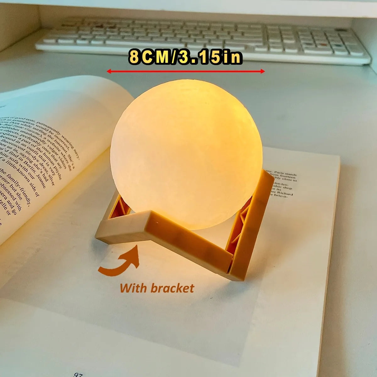 1pc Moon Lamp, LED Night Lamp DIY Planet Lamp, Moon Ball Luminous Battery Model, Wooden Stand, Gifts for Girls Boys Women Men