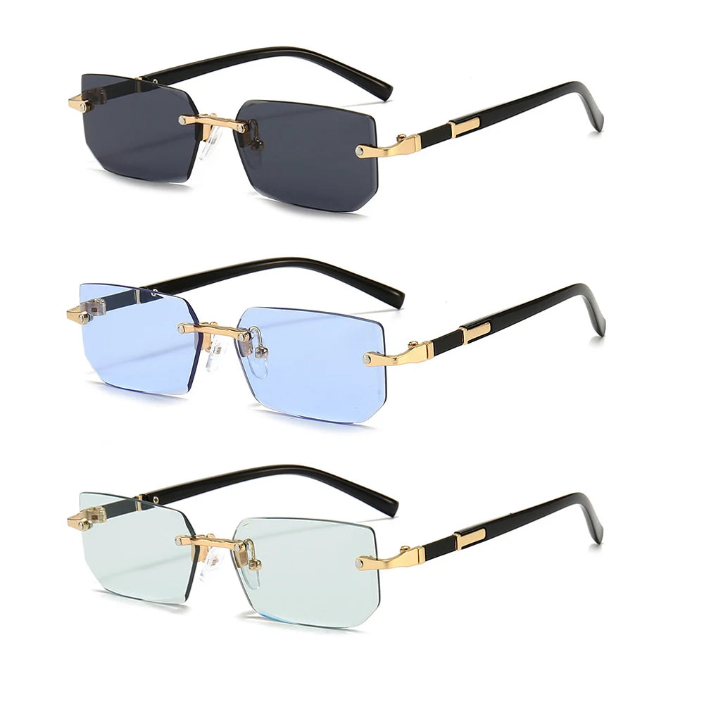 Fashion Rimless Sunglasses Men Women Populare Frameless Sun Glasses Male Female Classic Small Square Summer Traveling Shades