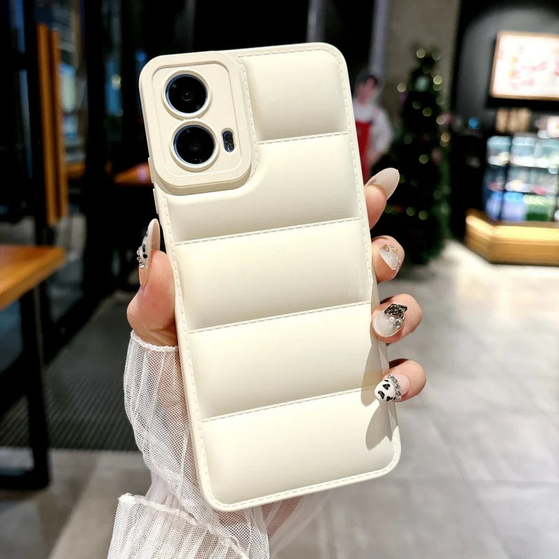 Down Jacket Solid Color Case For For Motorola Moto G 5G 2024 G13 G23 G53 G73 G84 G54 Power Edge 30 40 Neo E30 E40 X40 Pro Cover