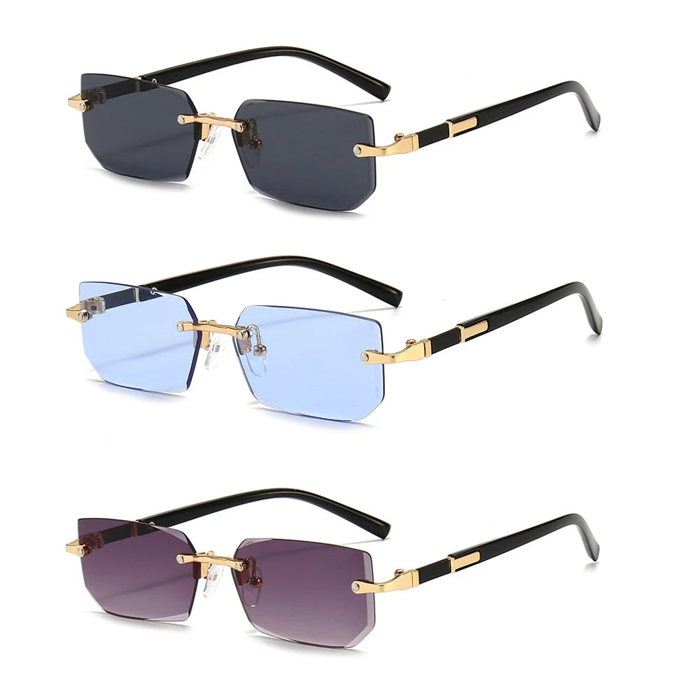 Fashion Rimless Sunglasses Men Women Populare Frameless Sun Glasses Male Female Classic Small Square Summer Traveling Shades