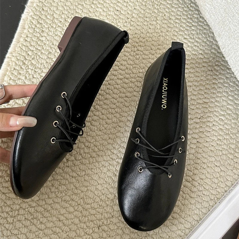 Brand Round Toe Flat Women Shoes Spring Autumn New Retro Casual Single Shoes Comfort Soft Sole Fashion Ballet Flat Shoes Women