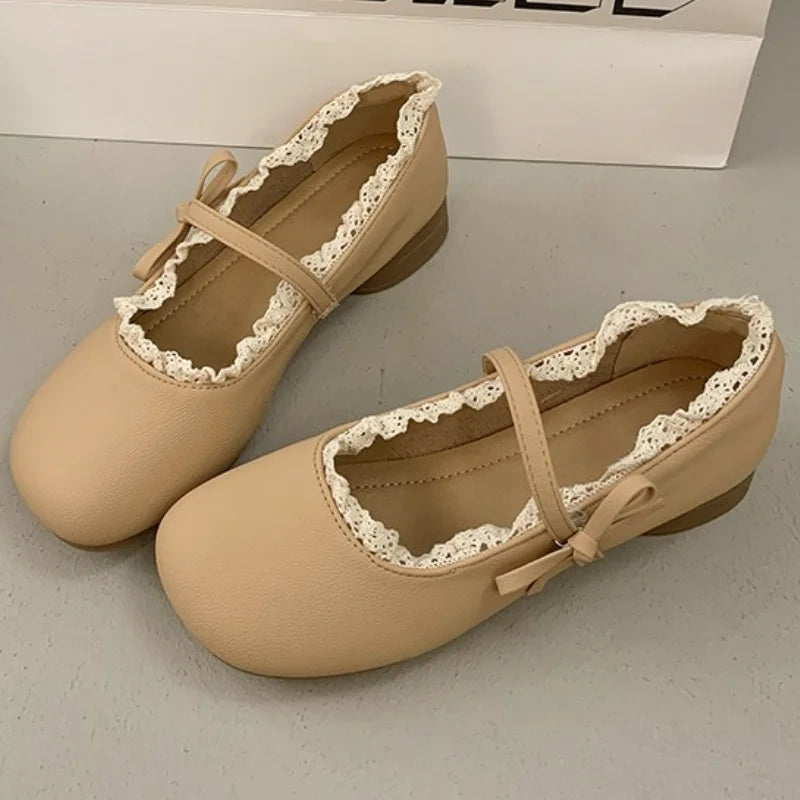 women's Spring summer new retro gentle temperament paired with skirt thick heel shallow mouth comfortable single shoes