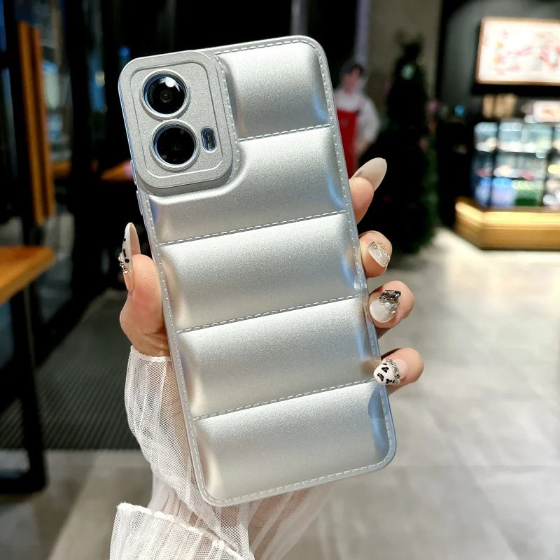 Down Jacket Solid Color Case For For Motorola Moto G 5G 2024 G13 G23 G53 G73 G84 G54 Power Edge 30 40 Neo E30 E40 X40 Pro Cover