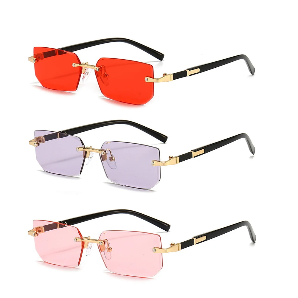Fashion Rimless Sunglasses Men Women Populare Frameless Sun Glasses Male Female Classic Small Square Summer Traveling Shades