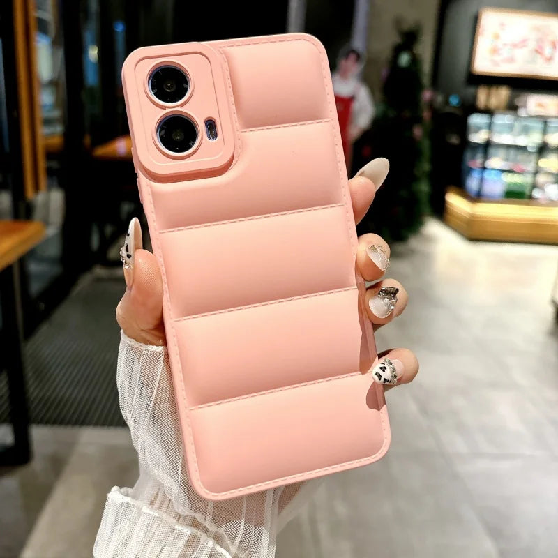 Down Jacket Solid Color Case For For Motorola Moto G 5G 2024 G13 G23 G53 G73 G84 G54 Power Edge 30 40 Neo E30 E40 X40 Pro Cover