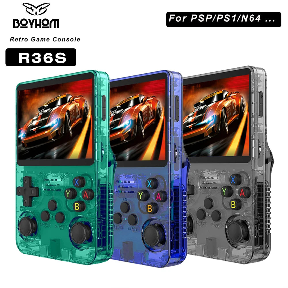 R36S Retro Handheld Video Game Console Linux System 3.5-inch IPS Screen Portable Handheld Video Player 64GB 15000 Games