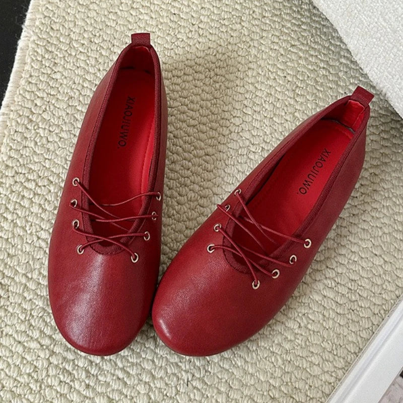 Brand Round Toe Flat Women Shoes Spring Autumn New Retro Casual Single Shoes Comfort Soft Sole Fashion Ballet Flat Shoes Women