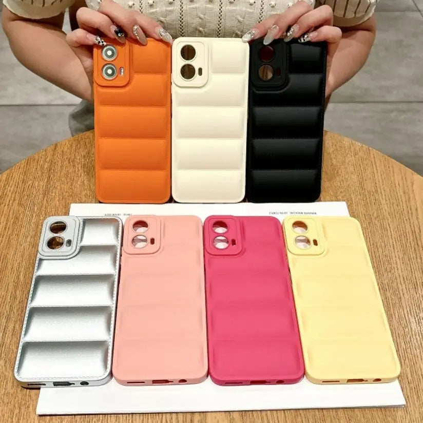 Down Jacket Solid Color Case For For Motorola Moto G 5G 2024 G13 G23 G53 G73 G84 G54 Power Edge 30 40 Neo E30 E40 X40 Pro Cover