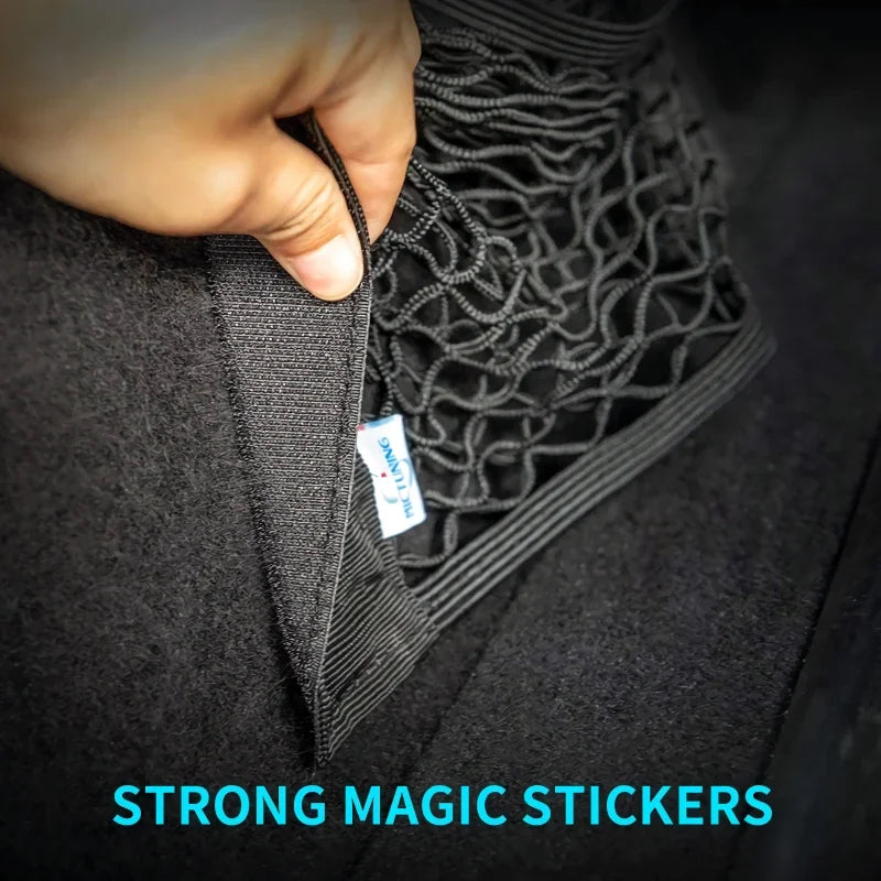 Car Back Rear Trunk Seat Elastic String Net Magic Sticker Storage Box Organizer In the Trunk Auto Accesorios Interior Car Gadget