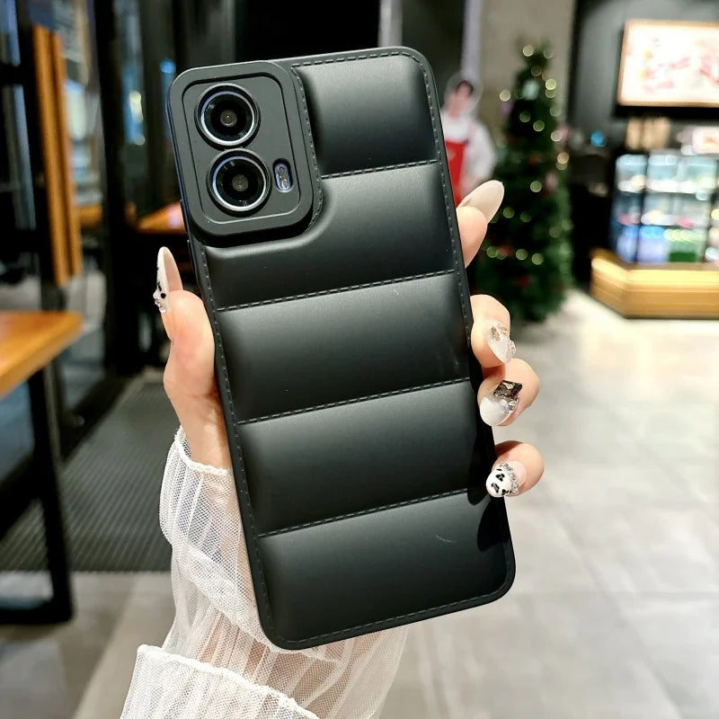 Down Jacket Solid Color Case For For Motorola Moto G 5G 2024 G13 G23 G53 G73 G84 G54 Power Edge 30 40 Neo E30 E40 X40 Pro Cover