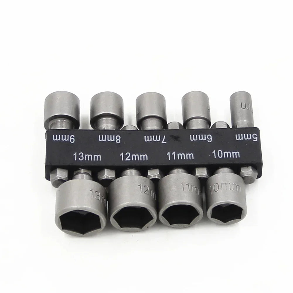 9pcs/set 5mm-13mm Hex Sockets Sleeve Nozzles Nut Driver Set Screwdriver Set Schroevendraaier Set Bits Sets Tools Socket Wrenches