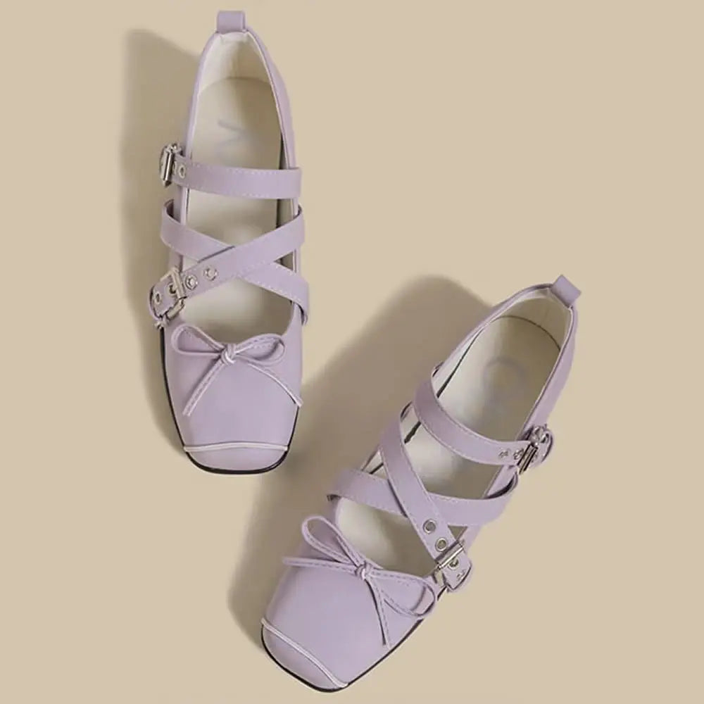 Women's Shoes New Spring Square Toe One-line Buckle Buckle Decoration Shoes Women Outdoor Daily Commute Zapatos De Mujer